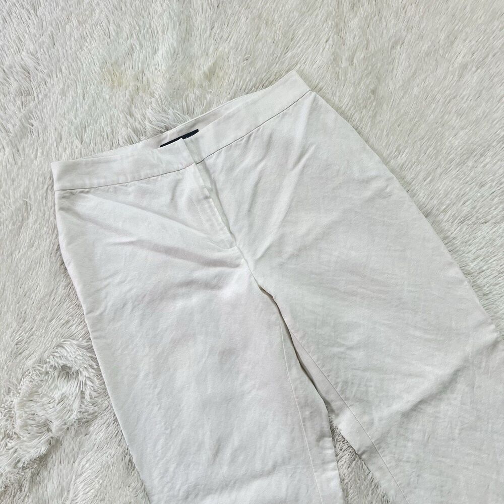 Isabella DeMarco Women's White Linen Blend Dress Pants Size 10  Wide Leg Trouser